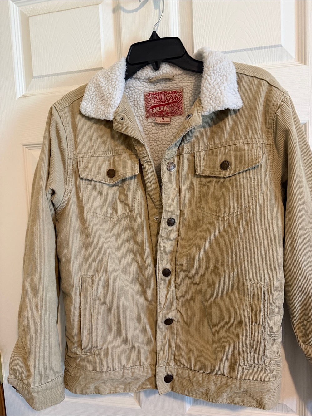 Brooklyn Cloth Beige Corduroy Sherpa-Trim Jacket